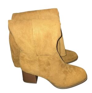 Steve Madden Lyla Faux Suede Tan Tall Block Heel Boots Sz 8.5 New